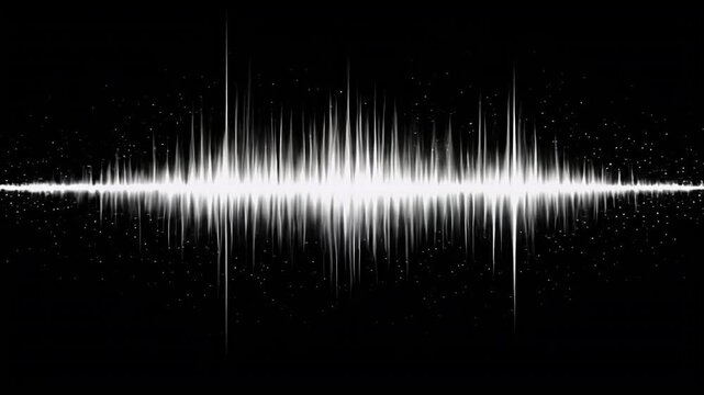 Abstract White Sound Waveform on Black Background Digital Art.