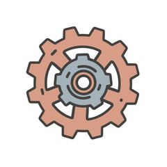 A simple and modern doodle-style illustration of interlocking gears, a classic and timeless icon symbolizing teamwork, mechanics, engineering, and progress.
