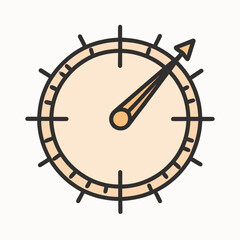 A simple and modern doodle-style icon of a pressure gauge or speedometer, a clean and minimalist symbol for measurement, speed, performance, and industrial concepts.
