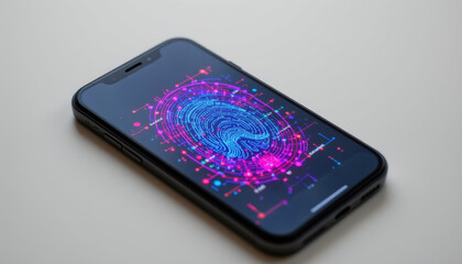 Futuristic Smartphone with Biometric Digital Interface
