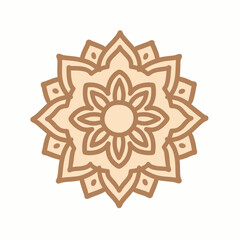 A simple and elegant geometric mandala in earthy brown tones, a modern and minimalist line art icon symbolizing harmony, balance, and spiritual wellness.
