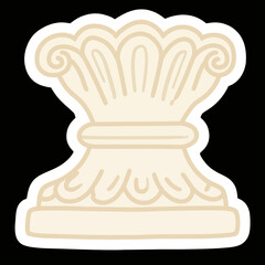 An elegant sticker-style illustration of a classic Corinthian column capital, a timeless and sophisticated icon of Greek and Roman architecture, history, and strength.
