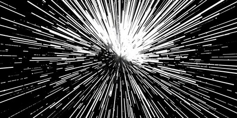Obraz premium Dynamic black and white halftone burst radiating outwards, creating a powerful visual effect, artwork, aesthetic