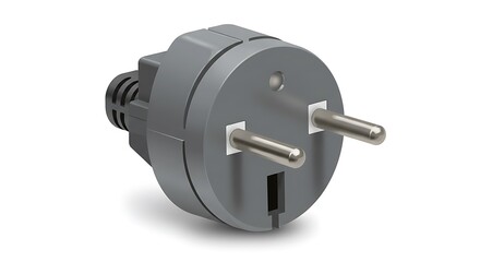 Fototapeta premium A realistic vector illustration of a standard two-prong electric plug in white plastic, centered on a clean white background 