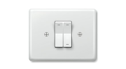 A realistic vector illustration of a classic white light switch with on and off positions, centered on a clean white background
