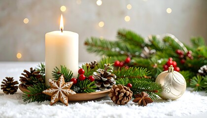 Festive Christmas candle centerpiece