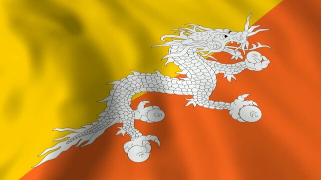 Bhutan Flag waving texture 3D illustration 1080p Footage
