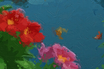 Various oil paintings, flowers, roses, peonies, landscapes, forests, oceans, marine life, lakes, chrysanthemums, cottages