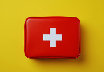 Obraz premium First Aid Kit Medical Bag with White Cross