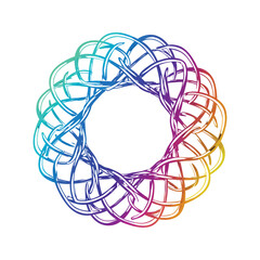 Abstract 3d rendered illustration of a colorful blue and yellow spiral circle light art pattern backdrop