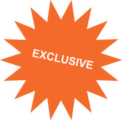 Exclusive orange starburst with white text on a white background