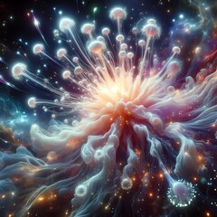 Spore Nebula Organism — Bioluminescent Cosmic Entity