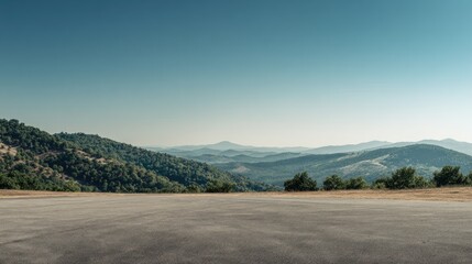 Empty asphalt platform at mountain vista