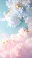 Pastel cloudscape with gold accents