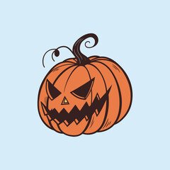 Scary Halloween Pumpkin Jack O Lantern Illustration Isolated on Light Background