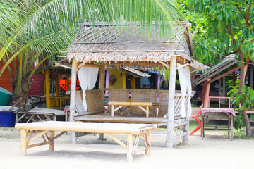 tropical beach hut