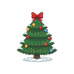 Christmas Tree Vector Illustration - Festive Holiday Season, Xmas Decoration, & Winter Graphic-Merry Christmas