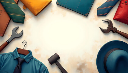 Vector illustration of a decorative frame about work and labor.