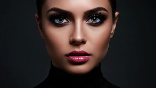 Glamorous woman with dramatic makeup and smoky eyes, studio portrait