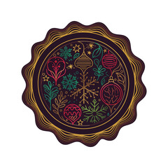 Elegant round ornamental frame with vintage gold pattern and antique floral decoration