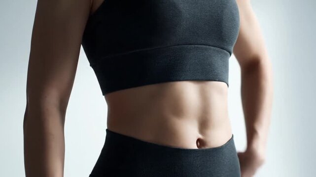 Close Up of a Fit Womans Toned Abdominal Muscles.