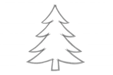 Fototapeta premium Christmas tree outline drawing, simple festive holiday season sketch on transparent background