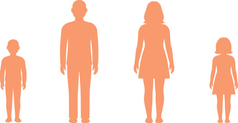 family silhouette illustration, parents and children, father mother son daughter, people icons vector, family figures graphic design concept