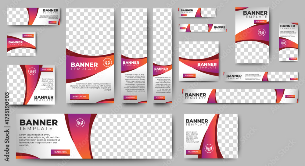 Wall mural business web banners template design with image space. vector