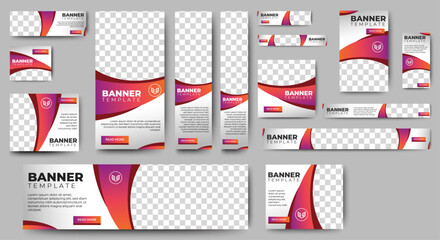 business web banners template design with image space. vector	