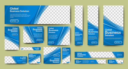 Fototapeta na wymiar Corporate Business web banner template. vector Web set banner template, vertical, horizontal, square with multisizes. suitable for website ads, cover page, social media post, flyer and more