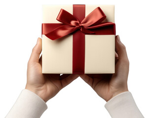 Fototapeta premium PNG White gift box hand red celebration.