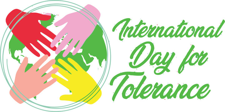 Celebrate International Day for Tolerance with colorful hands united around the world promoting unity and global peace, ideal for social media campaigns