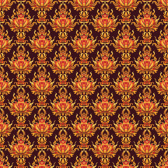thai style seamless damask pattern