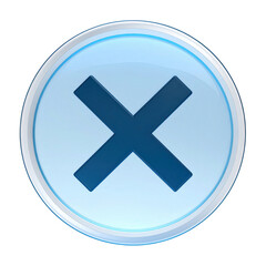 Obraz premium A glossy, round, blue and white button with an 