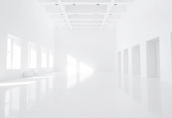 Obraz premium Vast, bright, empty white room, minimalist architecture, blank, white interior
