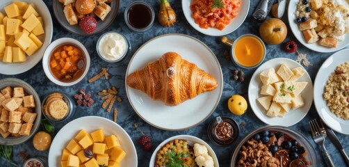 Feast for the Eyes   Lavish Breakfast Still Life Showcasing Variety and Deliciousness