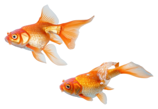 PNG Tancho goldfish splash water underwater.
