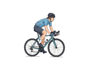Obraz premium Vector Illustration of a Cyclist Riding a Bicycle Outdoors, Perfect for Sports and Fitness Projects, Health and Exercise