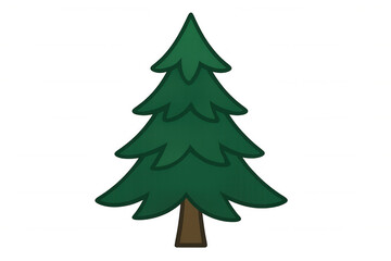 Pine tree cartoon illustration. Minimalist christmas holiday evergreen conifer spruce clip art on transparent background