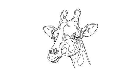 Elegant giraffe portrait in single line art, showcasing minimalist design and animal beauty
