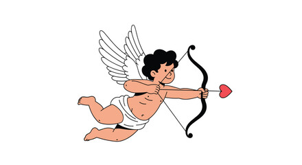 A classic depiction of Cupid the winged cherub aiming his bow and arrow towards the viewer.