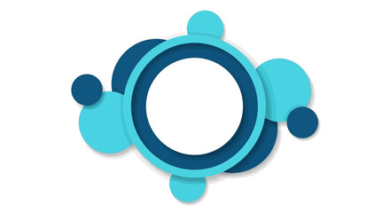 Circular abstract frame with connected circles in shades of blue ideal for presentations or