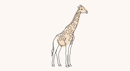 Elegant giraffe illustration with a minimalist line art style and neutral color palette © Anisah