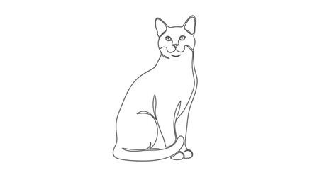Elegant feline silhouette: A minimalist one-line drawing of a seated cat with grace