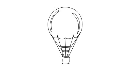 Single line drawing of a hot air balloon perfect for coloring books or illustrations