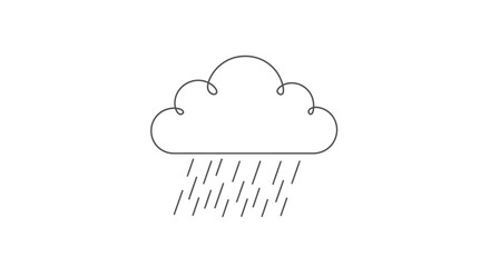 Stylized outline of rain cloud icon on plain background perfect for simple weather visuals