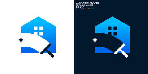 Cleaning service logo. Shiny, clean, comfortable, service, home. Vector design template.
