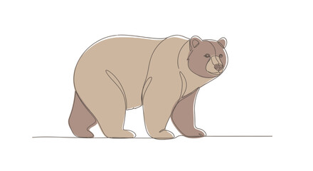 Illustration of a majestic brown bear standing gracefully on a plain background © Anisah