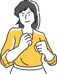 ファイティングポーズをとる女性