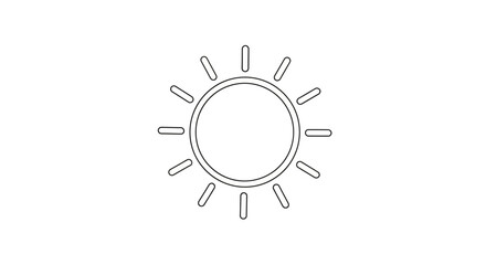 Minimalist sun drawing symbolizing summer heat and clear skies on a clean white background
